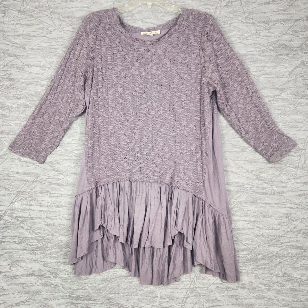Indigo Thread Co. Women's Lavender Lace Tiered Top Boho Cottage Hippie Coquette